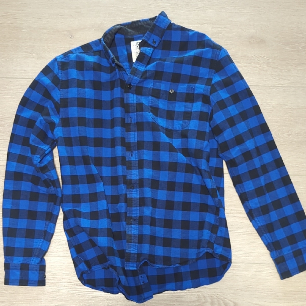 Simons Blue and Black Plaid Casual Shirt
